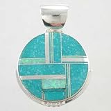 Sterling Silver Turquoise and Opal Inlaid Pendant by R. H. Boyd, #9604