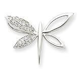 14k White Gold Diamond Dragonfly Pendant - JewelryWeb
