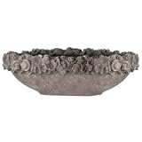 large quiescent susan:Lazy Susan Cement Oval Floral Edged Bowl, Large