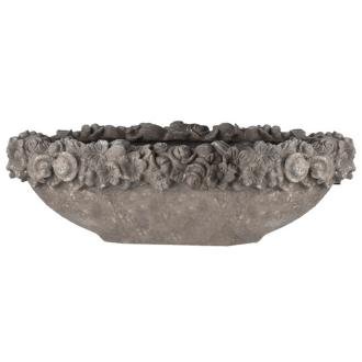 large quiescent susan:Lazy Susan Cement Oval Floral Edged Bowl, Large Images