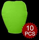 (Price/10 PCS)Green Colored Sky Lanterns, Kongming Lanterns (Wholesale Lot)