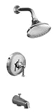 KOHLER K-T464-4C-CP Memoirs Rite-Temp Pressure-Balancing Bath and Shower Faucet Trim with Classic Design, Polished Chrome