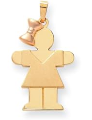 14k Two-Tone Large Girl with Bow on Left Engravable Charm Cyber Monday Special