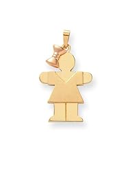 14k Two-Tone Large Girl with Bow on Left Engravable Charm