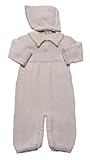 Boy's White Cotton Knit Christening Baptism Longall with Blue Cross and Hat