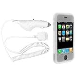 Apple Ipod Iphone PDA Accessory Bundle Kit - Rapid Car Charger with Ic Chip + Soft Flexible Clear/ White Silicon Skin Cover Case with Armband By Bargaincell