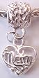 Murano Style Silver Plated Charm Dangle Fits Pandora Heart-Shaped Pendant with "Mom" Inscribed (1)