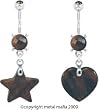 NATURAL STONE RED TIGER EYE HEART OR STAR BELLY RING BNARTEHRT- HEART