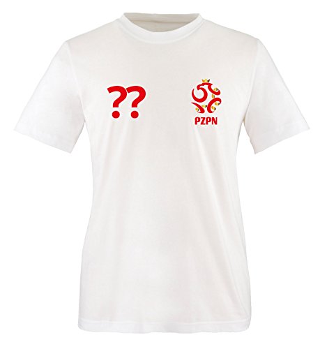 TRIKOT – WUNSCHDRUCK – Herren T-Shirt – Weiss / Rot-Gold Gr. XL