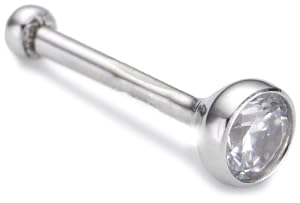Amor 89081 - Piercing de mujer de plata de ley con 1 circonita, 1 cm