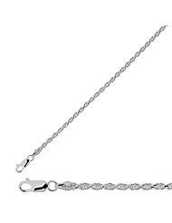 18" 2.9mm (1/9") Textured Diamond Cut 925 Sterling Silver Rope Chain w/ Lobster Clasp