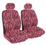 Set of 2 Universal-Fit Animal Print Front Bucket Seat Cover w/ Headrest - Pink Zebra