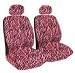 Set of 2 Universal-Fit Animal Print Front Bucket Seat Cover w/ Headrest - Pink Zebra