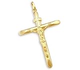 14k Yellow Gold Cross Crucifix Pendant Charm NEW