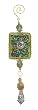 Peacock Themed Sequin & Jewel Square Dangle Christmas Ornament