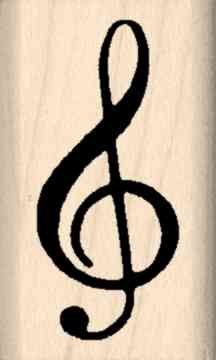 Treble Clef Rubber Stamp - 3/4 inch x 1-1/4 inches