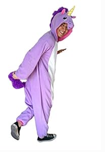 Ikerenwedding Kigurumi Purple Unicorn Pajamas Halloween Cosplay Unisex Valentine's Costume XL