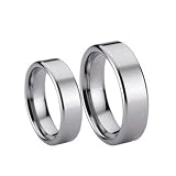 (2) Ring Set 8mm Men's & 6mm Women Flat Polished Tungsten Carbide Engagement Wedding Bands (Available Sizes 4-15 Including Half Sizes)