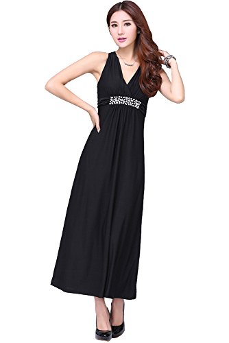 (Goldjapan)ゴールドジャパン 大きいサイズ レディース ビジュー付き マキシタンクワンピ ロングドレス マキシ丈ワンピース ロングワンピース ノースリーブ ゆったり 着痩せ 体型カバー c19001