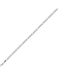 Silver with Non-Rhodium Finish 2.7mm wide Shiny Diamond Cut Figaro Chain with Lobster Clasp