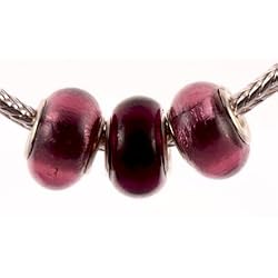Murano Style Glass Silver Foil Lampwork Bead Fits Pandora Amethyst Purple 14mm (3)