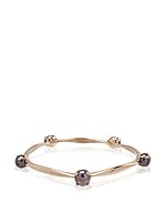 Perlaviva Brazalete Bronze Cultured Freshwater Pearl Station Rosado / Negro
