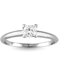 0.30ct Princess Cut Diamond Solitaire Ring 14k Gold H-J SI2-I1 Quality