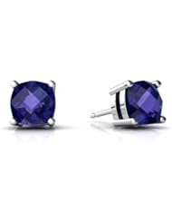 Created Sapphire 14kt White Gold Earrings