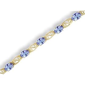 14K Yellow Gold Genuine Oval Tanzanite Filligree Bracelet by Jewels For Me