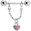Pink Gem Heart Nipple Ring