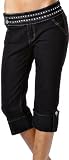 Rhinestone Accented Two Pocket Low Rise Stretch Denim Cuffed Capri Pants - New !