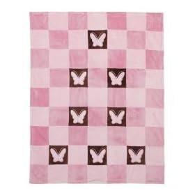 Amy Coe Flutter Luxe Microfleece Sweet Squares Blanket - Pink