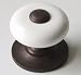 Knob - White Porcelain Knob w/Oil Rubbed Tip Knob