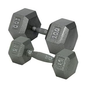 Champion Barbell 15 lbs. Solid Hex Dumbell with Ergo Grip by 