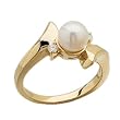 14K Yellow Gold White Cultured Pearl And Diamond Ring