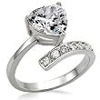 2 Ct Women's Stainless Steel Classic Engagement Ring with Clear Heart Shaped Cubic Zirconia, Size 5,6,7,8,9,10