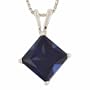 14k White Gold 6mm Princess-Cut Created Sapphire 4-Prong Pendant, 18"