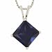 14k White Gold 6mm Princess-Cut Created Sapphire 4-Prong Pendant, 18"