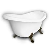 American Bath Factory B1-1600-WW-DM3-M2-25-OB Princess Slipper Clawfoot Bathtub in White, Paw Feet i