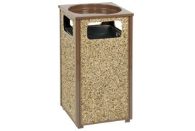 Stone Panel Trash Sand Urn Brown 17-1/2 Square X 32H