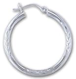 14kt White Gold Satin Wheat Hoop Earrings