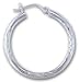14kt White Gold Satin Wheat Hoop Earrings