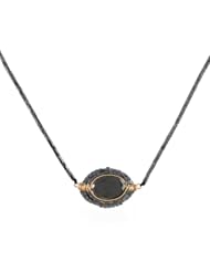 DANA KELLIN- Black Oval Crystal Pendant on Beaded Necklace
