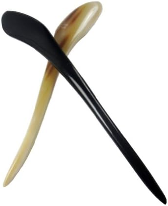 Monkeybrother 2pcs Random Handmade Natural Buffalo Horn Hair Sticks