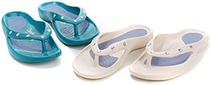 Tony Little Cheeks Healthy Lifestyle Sandal - 2 Pair, Jeweled (9, Sand/Teal)