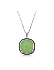 Olive Jade Cushion Pendant Necklace