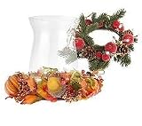 3-pc Glass Hurricane Centerpiece w/IcedGarlandsby Valerie