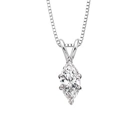 0.61ct.H-SI1MarquiseCutDiamondSolitairePendantwithChain(WhiteorYellowGold)
