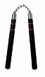 Nunchaku 12" Blk Rd Top Red Str - Martial Arts - Nunchaku