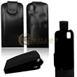 Premium Durable Black Leather Cradle Case for Samsung Instinct S30 / M810 [Beyond Cell Packaging]